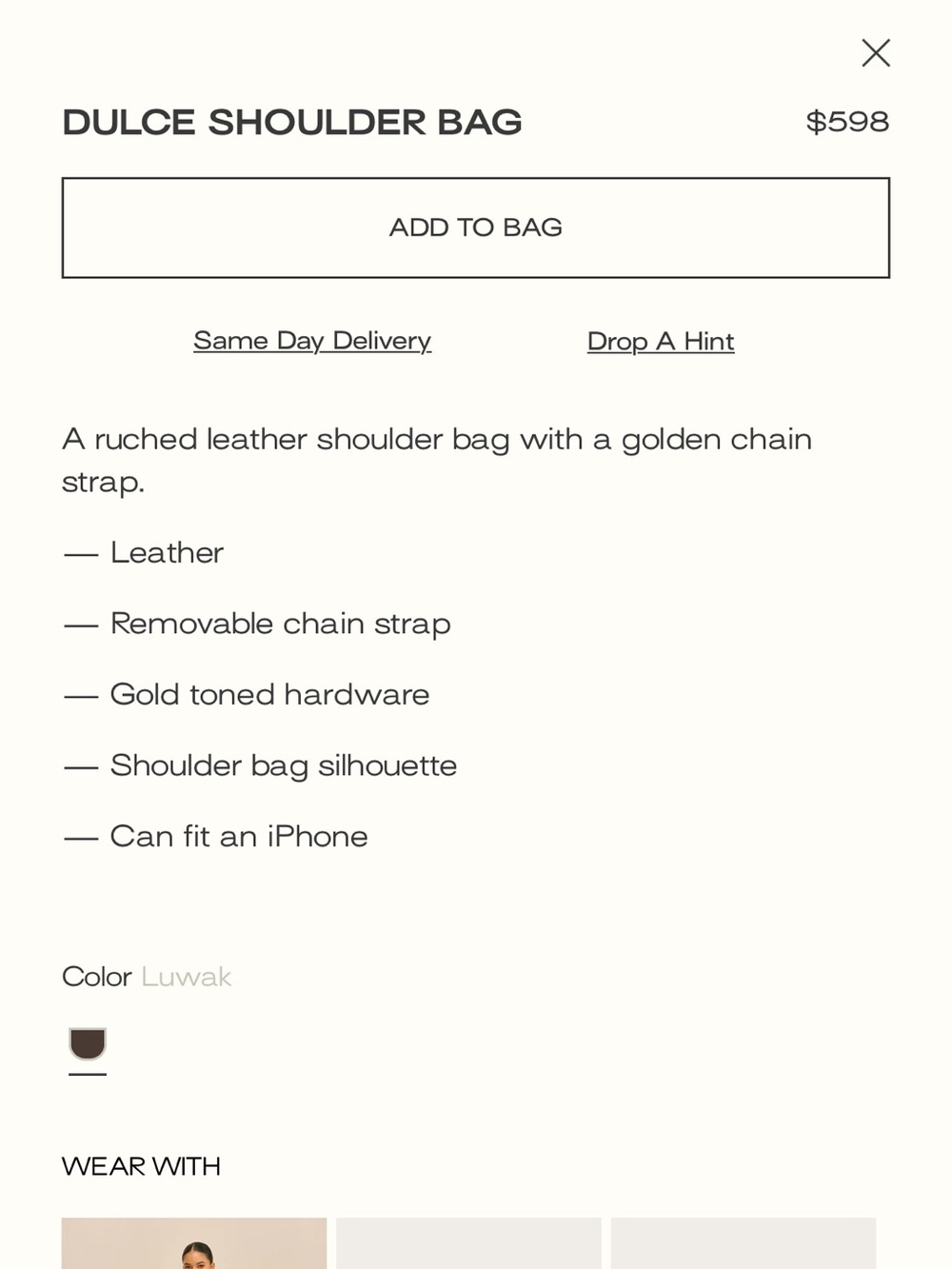 Cult Gaia Dulce Shoulder Bag in Luwak - Picture 5 of 6
